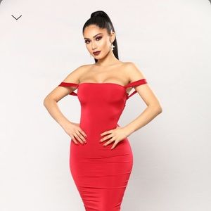 Framed laced up dress - Red